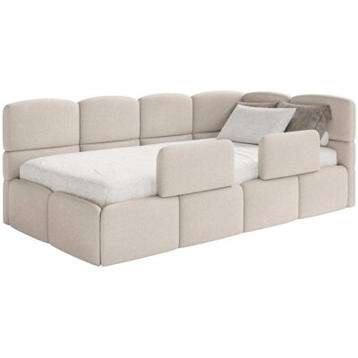 Selsey Lit enfant 120 cm, 2x barrières, chenille, droite, crème Beige 140x88x220cm - Publicité Selsey Lit enfant 120 cm, 2x barrières, chenille, droite, crème Beige 140x88x220cm - Publicité
