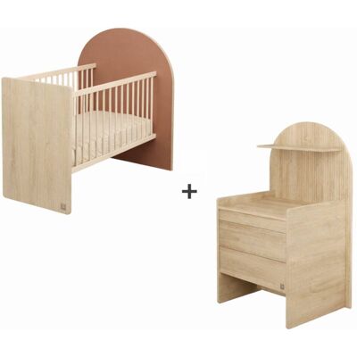 Sauthon Pack chambre bébé évolutif lit 120x60 transformable en 90x190 + comm Rouge 100x168x78cm - Publicité Sauthon Pack chambre bébé évolutif lit 120x60 transformable en 90x190 + comm Rouge 100x168x78cm - Publicité