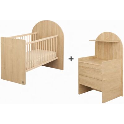 Sauthon Pack chambre bébé évolutif lit 120x60 transformable en 90x190 + comm Marron 100x168x78cm - Publicité Sauthon Pack chambre bébé évolutif lit 120x60 transformable en 90x190 + comm Marron 100x168x78cm - Publicité