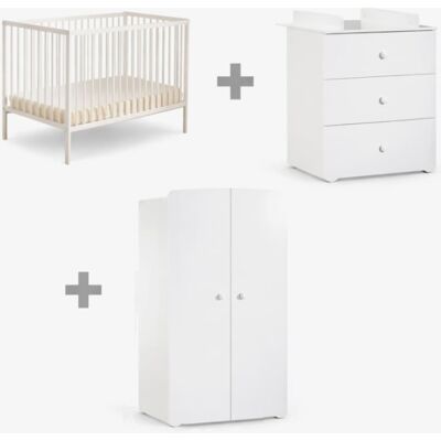 Baby Price Chambre bébé complète basic, lit 120x60 tout barreaux, commode à lange Blanc 125x84x66cm - Publicité Baby Price Chambre bébé complète basic, lit 120x60 tout barreaux, commode à lange Blanc 125x84x66cm - Publicité