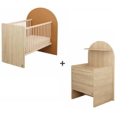 Sauthon Pack chambre bébé évolutif lit 120x60 transformable en 90x190 + comm Marron 100x168x78cm - Publicité Sauthon Pack chambre bébé évolutif lit 120x60 transformable en 90x190 + comm Marron 100x168x78cm - Publicité