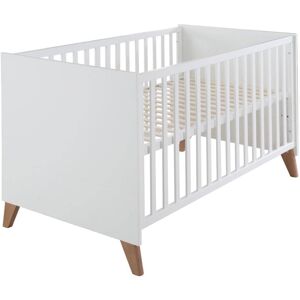 roba Lit bébé evolutif 70x140 blanc / chêne foncé Blanc 142x82x76cm