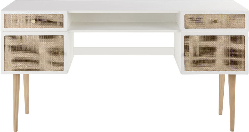 Maisons du Monde Bureau bicolore 2 portes 2 tiroirs cannage en rotin Ysée Maisons du Monde Bureau bicolore 2 portes 2 tiroirs cannage en rotin Ysée