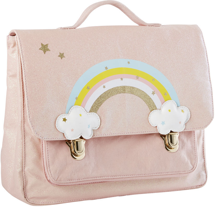 Maisons du Monde Cartable rose et doré imprimé arc en ciel Maisons du Monde Cartable rose et doré imprimé arc en ciel
