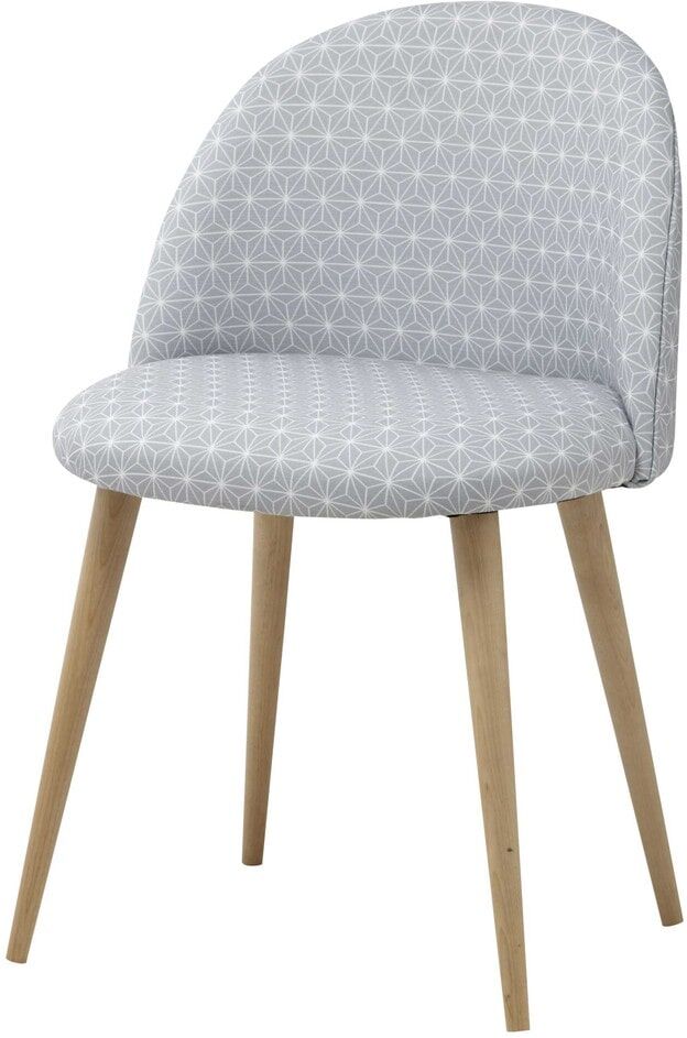 Maisons du Monde Chaise vintage grise motifs étoiles et bouleau Mauricette Maisons du Monde Chaise vintage grise motifs étoiles et bouleau Mauricette