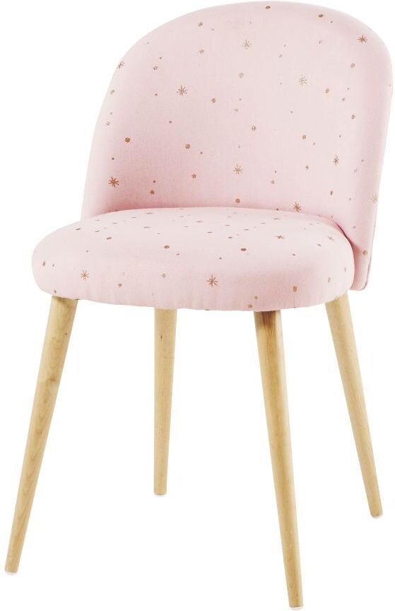 Maisons du Monde Chaise vintage rose motifs étoiles dorées Mauricette Maisons du Monde Chaise vintage rose motifs étoiles dorées Mauricette