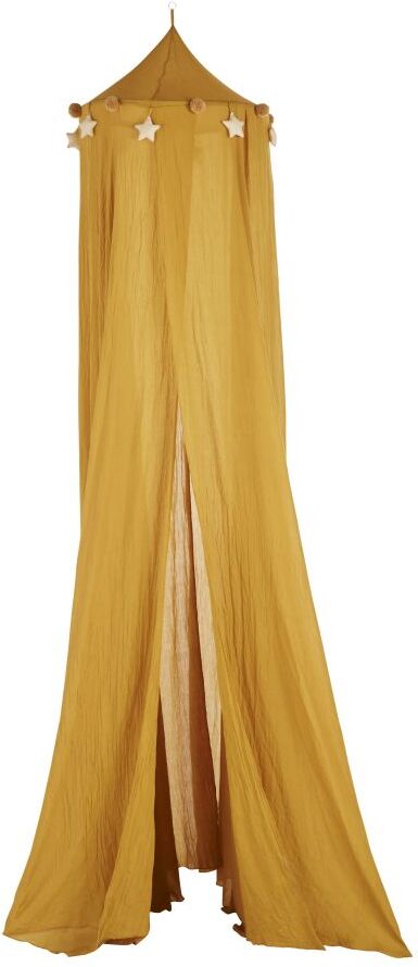 Maisons du Monde Ciel de lit jaune moutarde suspensions étoiles et pompons Maisons du Monde Ciel de lit jaune moutarde suspensions étoiles et pompons