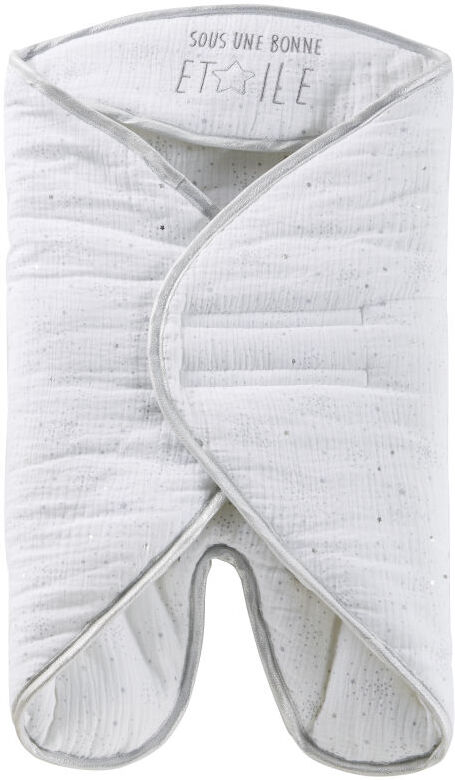 Maisons du Monde Couverture nomade en coton blanc imprimé étoiles Maisons du Monde Couverture nomade en coton blanc imprimé étoiles