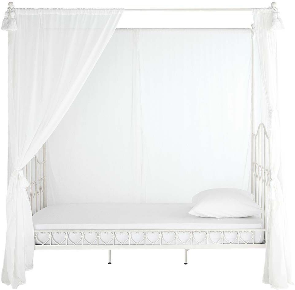 Maisons du Monde Lit à baldaquin 90x190 en métal ivoire Eglantine Maisons du Monde Lit à baldaquin 90x190 en métal ivoire Eglantine