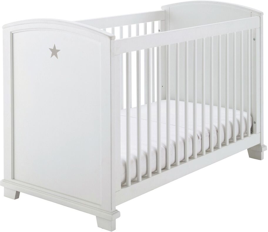 Maisons du Monde Lit bébé à barreaux blanc imprimé étoile L131 Pastel Maisons du Monde Lit bébé à barreaux blanc imprimé étoile L131 Pastel