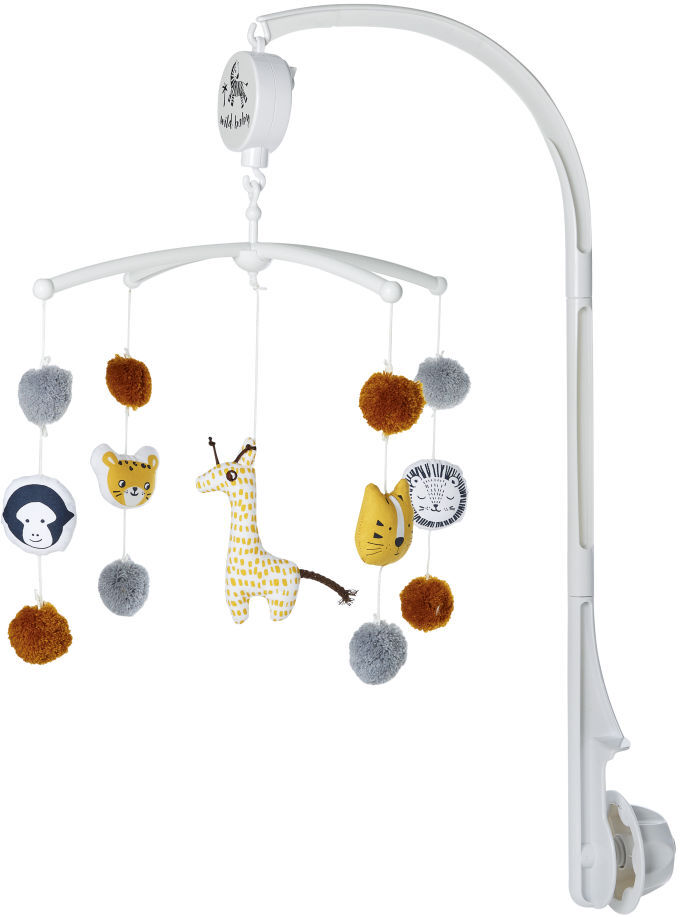 Maisons du Monde Mobile musical bébé en coton gris, jaune moutarde, blanc et noir Maisons du Monde Mobile musical bébé en coton gris, jaune moutarde, blanc et noir