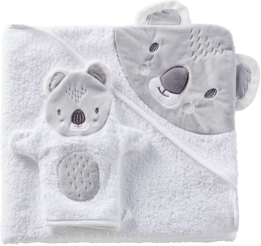 Maisons du Monde Sortie de bain bébé en coton blanc et gris 100x100 Maisons du Monde Sortie de bain bébé en coton blanc et gris 100x100