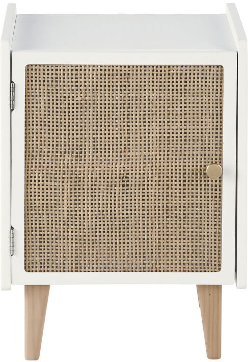 Maisons du Monde Table de chevet 1 porte en pin et cannage en rotin Ysée Maisons du Monde Table de chevet 1 porte en pin et cannage en rotin Ysée