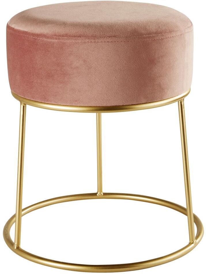 Maisons du Monde Tabouret enfant en métal doré et velours rose Maisons du Monde Tabouret enfant en métal doré et velours rose