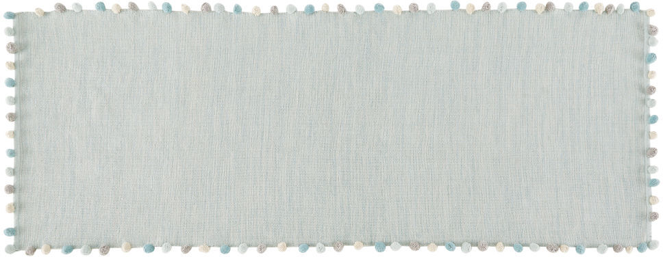 Maisons du Monde Tapis à pompons en coton vert 80x200 Maisons du Monde Tapis à pompons en coton vert 80x200