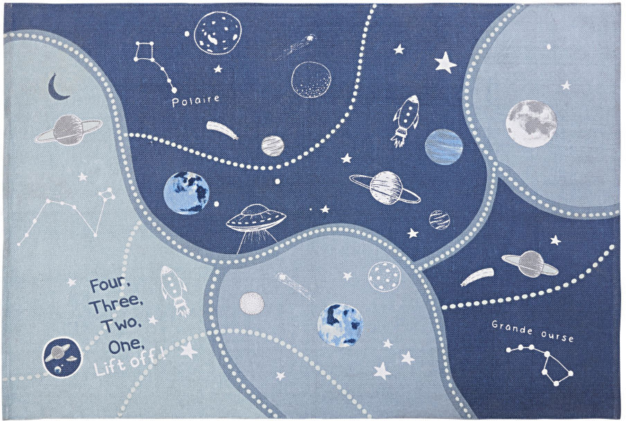 Maisons du Monde Tapis en coton bleu marine imprimé 120x180 Maisons du Monde Tapis en coton bleu marine imprimé 120x180