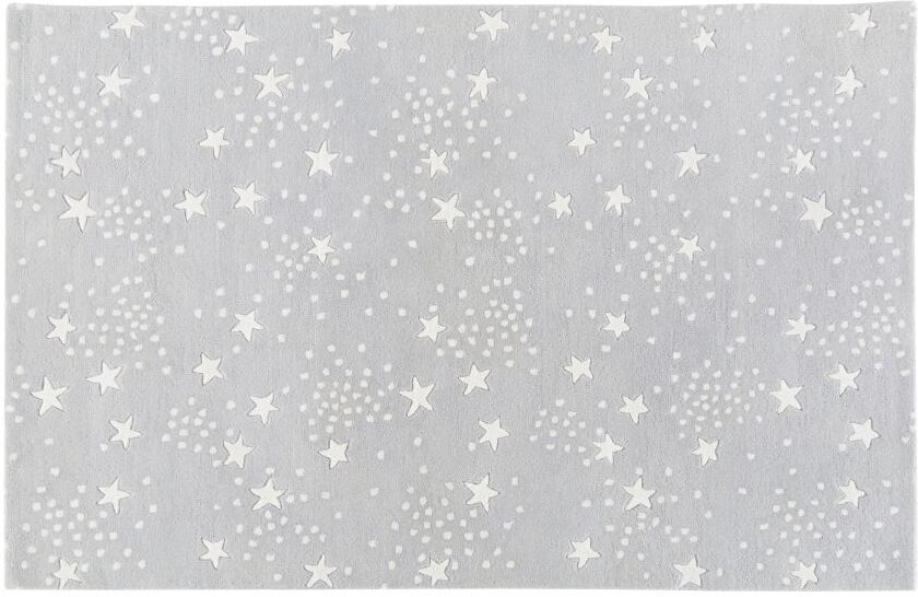 Maisons du Monde Tapis en laine et coton gris imprimé étoiles 120x180 Maisons du Monde Tapis en laine et coton gris imprimé étoiles 120x180