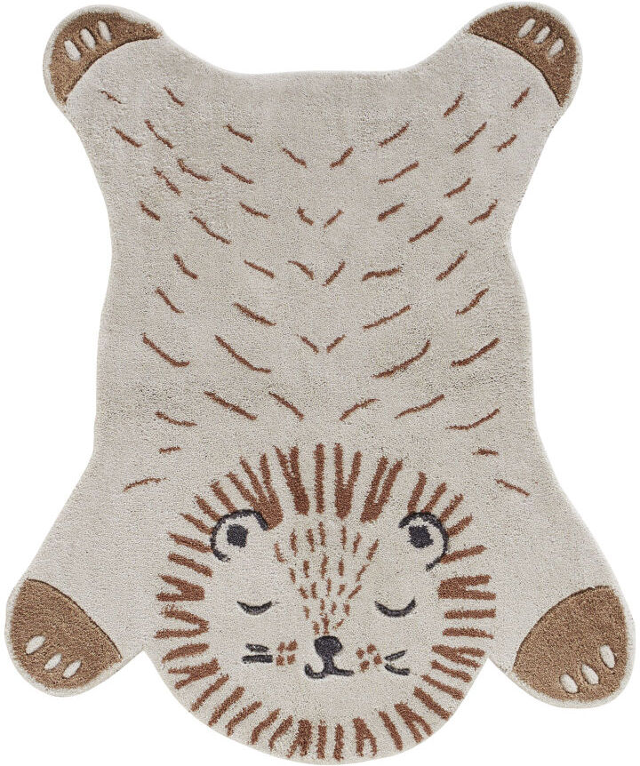 Maisons du Monde Tapis lion tufté gris anthracite, marron et beige 100x80 Maisons du Monde Tapis lion tufté gris anthracite, marron et beige 100x80