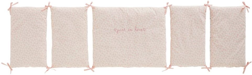 Maisons du Monde Tour de lit bébé en coton blanc et rose à motifs Maisons du Monde Tour de lit bébé en coton blanc et rose à motifs