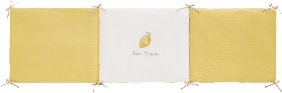 Maisons du Monde Tour de lit bébé en gaze de coton jaune et blanc imprimé citron Maisons du Monde Tour de lit bébé en gaze de coton jaune et blanc imprimé citron
