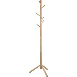 Toilinux Porte manteau à 7 accroches en bois d'hévéa beige Beige 51x176x45cm