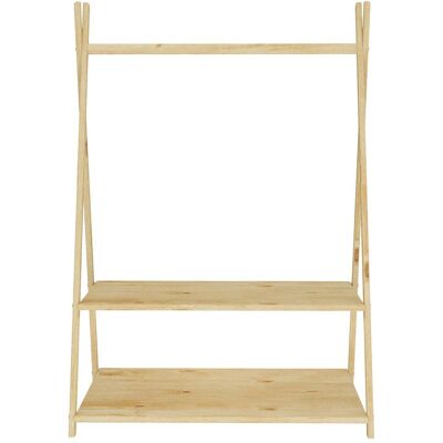 IDIMEX Penderie enfant 1 tringle 2 étagères en bois massif coloris naturel Marron 82x115x50cm - Publicité IDIMEX Penderie enfant 1 tringle 2 étagères en bois massif coloris naturel Marron 82x115x50cm - Publicité