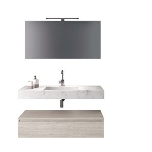 AQA DESIGN Meuble salle de bain 5 pieces en marbre de Carrare/melamine bois beige Blanc 120x190x45cm