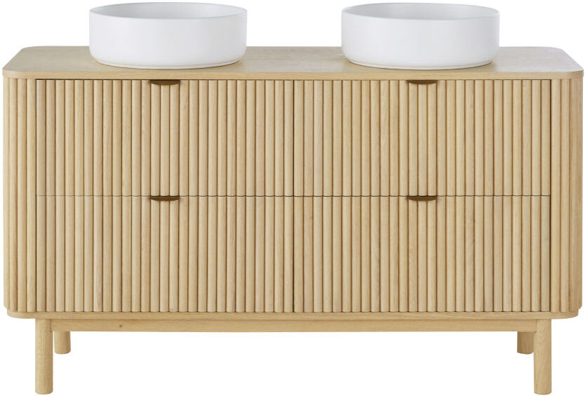 Maisons du Monde Meuble double vasque de salle de bains 4 tiroirs Beige 142.4x93x49cm