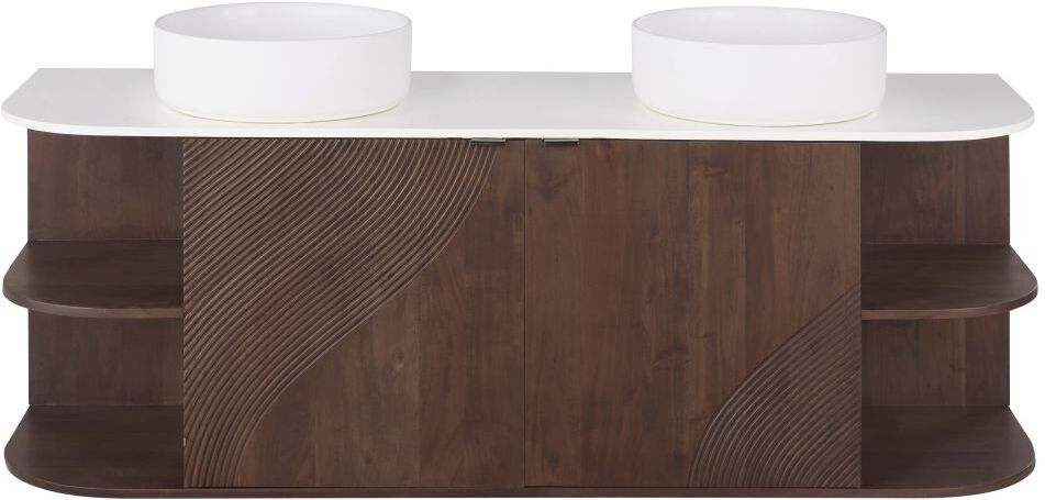 Maisons du Monde Meuble double vasques suspendu 2 portes 4 étagères marron Marron 160x69x50cm