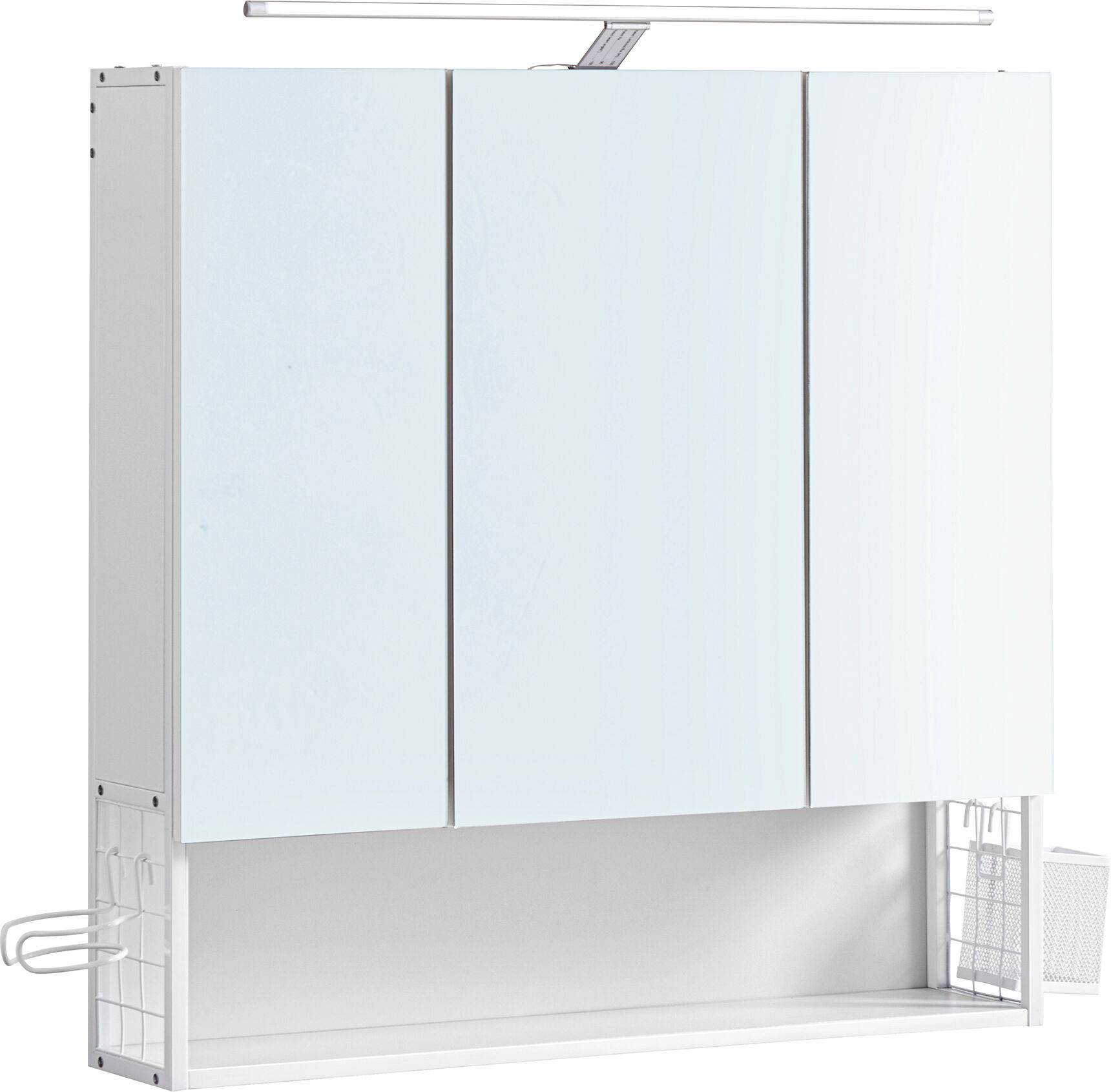 VASAGLE Armoire murale avec miroir 3 portes effet bois blanc Blanc 70x70x15cm