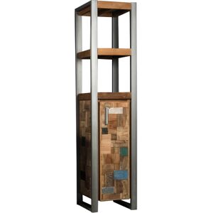 Wanda Collection Colonne de salle de bain en teck recyclé et métal H190cm Marron 45x190x40cm