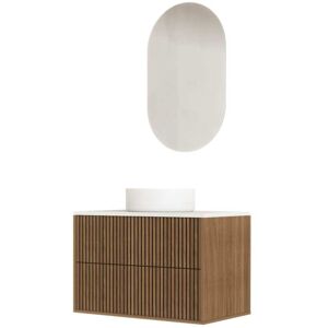 AURLANE Meuble de salle de bains effet bois marron avec miroir 47x80x52cm Marron 80x52x80cm - Publicité AURLANE Meuble de salle de bains effet bois marron avec miroir 47x80x52cm Marron 80x52x80cm - Publicité