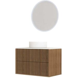 AURLANE Meuble de salle de bains effet bois marron avec miroir 47x60x52cm Marron 60x52x60cm - Publicité AURLANE Meuble de salle de bains effet bois marron avec miroir 47x60x52cm Marron 60x52x60cm - Publicité