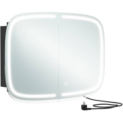VASAGLE Miroir salle de bain avec éclairage noir Noir 80x60x14cm - Publicité VASAGLE Miroir salle de bain avec éclairage noir Noir 80x60x14cm - Publicité