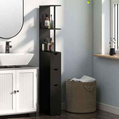 Homcom Meuble colonne salle de bain avec tiroirs en mdf noir Noir 33x137x15cm - Publicité Homcom Meuble colonne salle de bain avec tiroirs en mdf noir Noir 33x137x15cm - Publicité