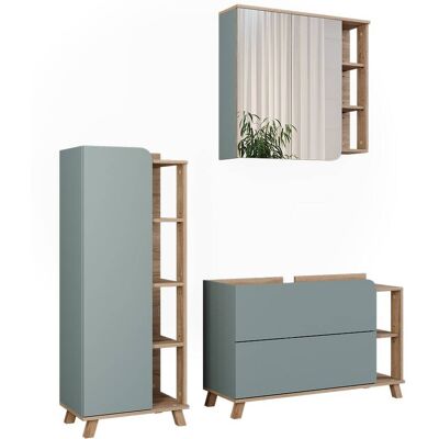 Vicco Meubles bain 3 pièces sonoma/bleu 100x65cm Marron 100x65x35cm - Publicité Vicco Meubles bain 3 pièces sonoma/bleu 100x65cm Marron 100x65x35cm - Publicité