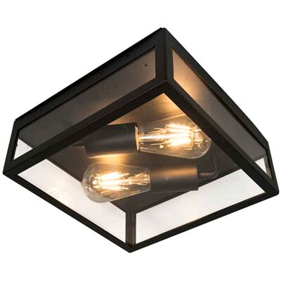 Qazqa Plafonnier Industriel Moderne Noir - 2 Lumières - Compatible LED - Publicité Qazqa Plafonnier Industriel Moderne Noir - 2 Lumières - Compatible LED - Publicité