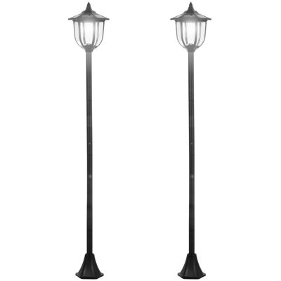 Outsunny Lampadaire solaire extérieur lot de 2 led 60 lm noir Noir 26x177x26cm - Publicité Outsunny Lampadaire solaire extérieur lot de 2 led 60 lm noir Noir 26x177x26cm - Publicité