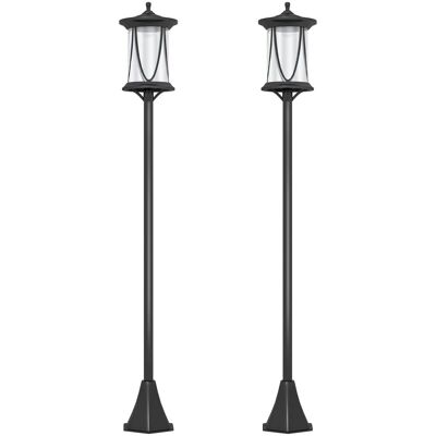 Outsunny Lot de 2 lampadaires solaires extérieur allumage automatique led noir Noir 17x127x17cm - Publicité Outsunny Lot de 2 lampadaires solaires extérieur allumage automatique led noir Noir 17x127x17cm - Publicité