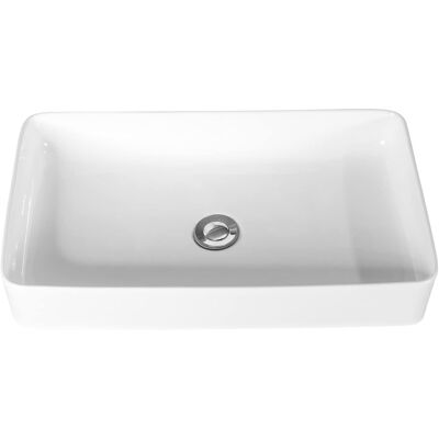 Giantex Lavabo rectangulaire en céramique blanche 60x35x11 cm Blanc 60x11x35cm - Publicité Giantex Lavabo rectangulaire en céramique blanche 60x35x11 cm Blanc 60x11x35cm - Publicité