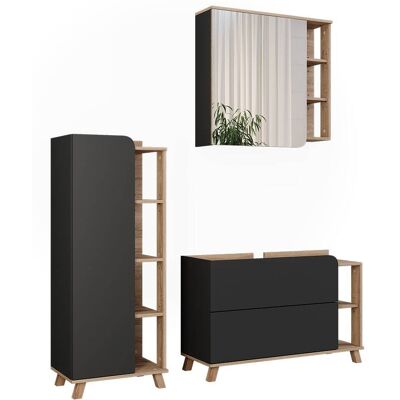 Vicco Meubles bain 3 pièces sonoma/anthracite 100x65cm Marron 100x65x35cm - Publicité Vicco Meubles bain 3 pièces sonoma/anthracite 100x65cm Marron 100x65x35cm - Publicité