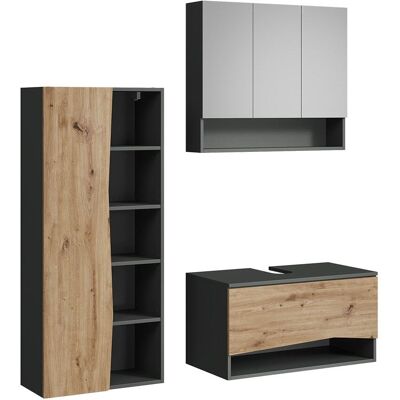 Vicco Meubles bain 3 pièces artisan 80x42.8cm Marron 80x43x43cm - Publicité Vicco Meubles bain 3 pièces artisan 80x42.8cm Marron 80x43x43cm - Publicité