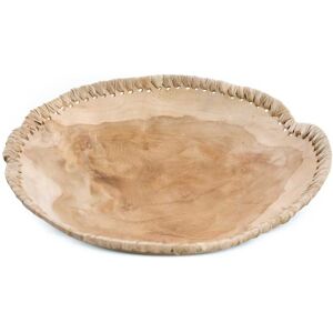 Bazar Bizar Bol en bois de teck et cuir Beige 30x6x30cm