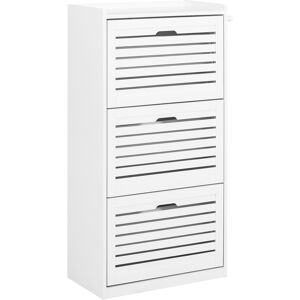 SoBuy Armoire à chaussures avec 2 crochets effect bois blanc Blanc 55x112x30cm