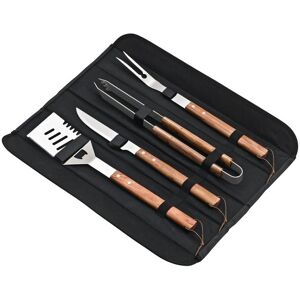 Déglon Kit ustensiles barbecue avec housse acier inoxydable gris 53x10x8 cm Noir 10x53cm