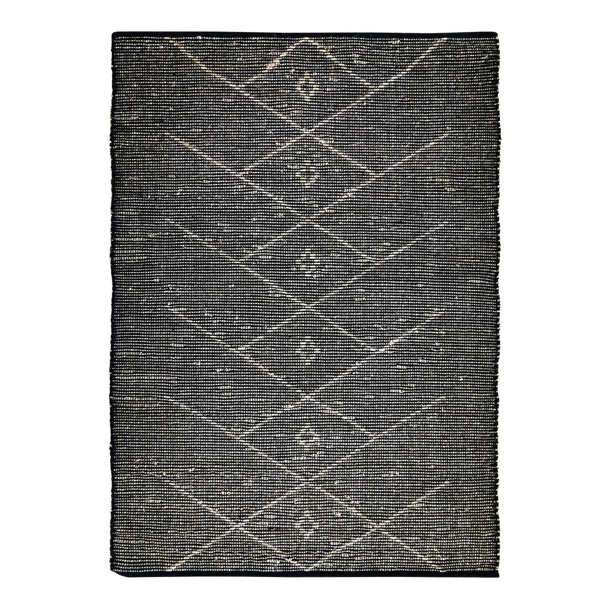 The Deco Factory Tapis en jonc de mer motif tribal noir 160x230 Beige 230x160x160cm