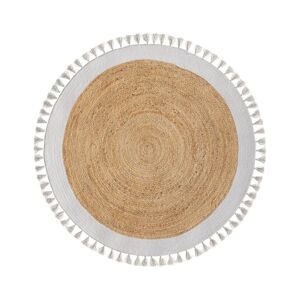 Rendez-Vous Deco Tapis rond en jute naturel et blanc D120 cm Blanc 120x1x120cm