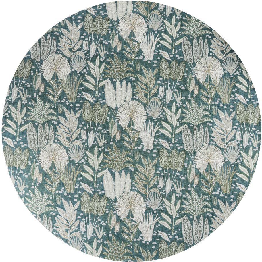 Maisons du Monde Tapis rond tissé jacquard motif floral bleu canard, écru et beige 200x200 Multicolore 200x200cm