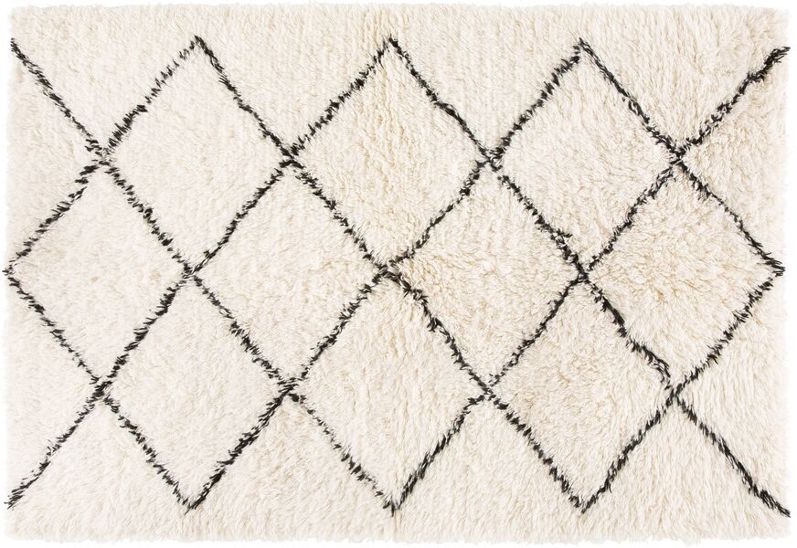 Maisons du Monde Tapis style berbère en laine tuftée et coton écrus et noirs 140x200 Blanc 140x200x2cm