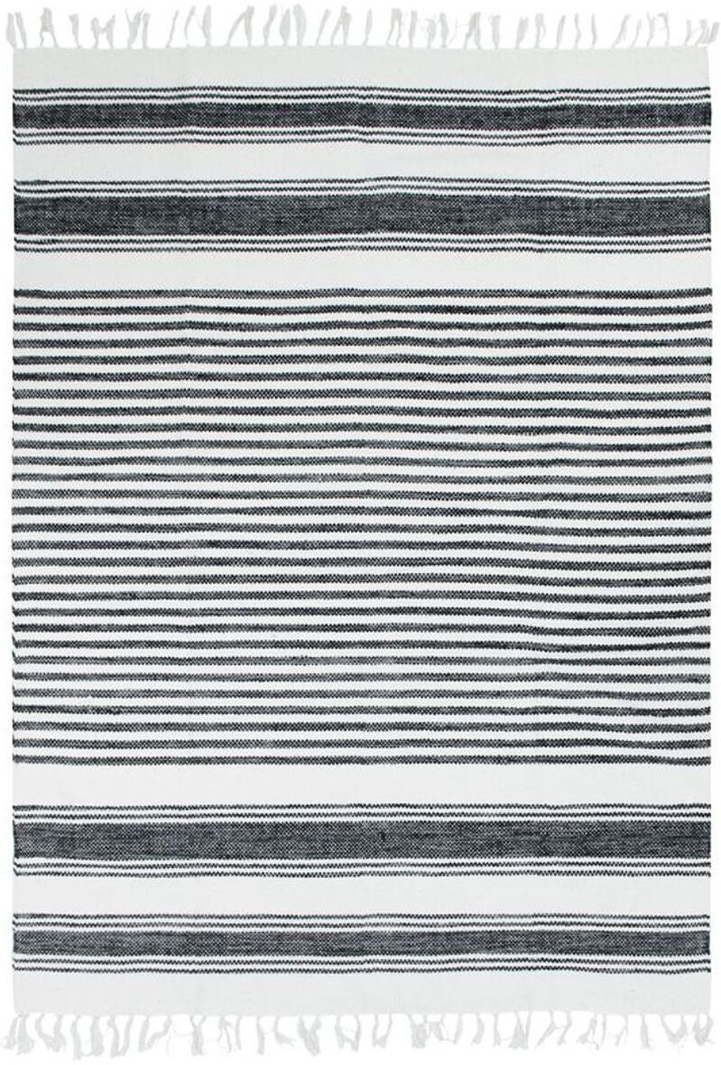 The Deco Factory Tapis 100% coton lignes noir-gris-blanc 160x230 Beige 230x160x160cm